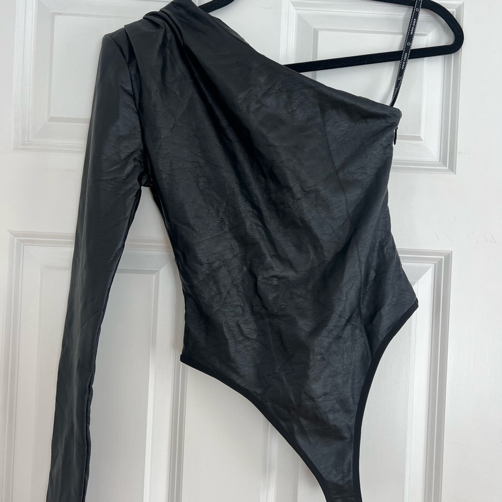 Herve Leger Faux Leather Bodysuit